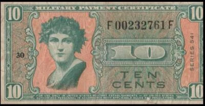 U.S. MILITARY PAYMENT CERTIFICATE-SERIES 541 - VALUE $0.10c REF: - Image 1 of 2