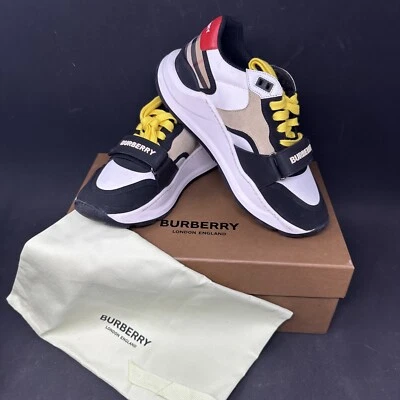 Burberry Ramsey Beige Gamuza Cuadros Wt Rojo Mujer EUR 40 - UK 7 Logo Tenis Caja Bolso Foto 1 de 4