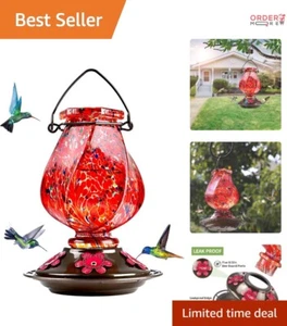 Hummingbird Feeder Glass 22 Ounce 5 Feeding Ports Hanging Outdoor Durable Nectar - Picture 1 of 10
