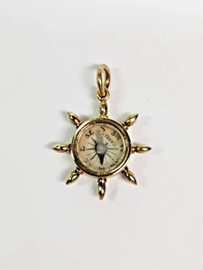 SYMBOLIC Working 14k Gold Ships Wheel Compass Charm Pendant *NO CHAIN* - Picture 1 of 24