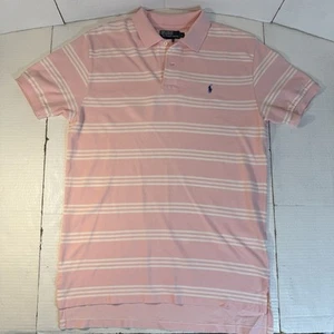 Polo Ralph Lauren Para Hombres L Polo Rosa Blanco Rayas Manga Corta Poni Algodón - Imagen 1 de 15