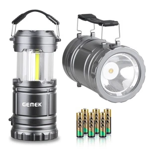 2 x LED Camping Lantern Battery Powered Flashlights Portable 2-in-1 Collapsib... - Picture 1 of 9