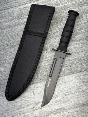 Survivor HK1023 Black Stainless Fixed Blade Combo Full Tang Bowie Knife & Sheath - Image 1 of 4