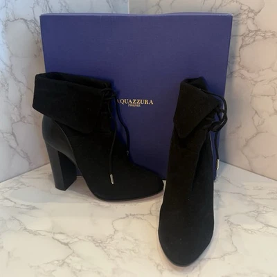 Auténticos botines Aquazzura de gamuza negra CAMBRIDGE - talla 38 Foto 1 de 4