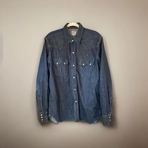 Vintage CAPS LEVI’S Short Horn LW Denim Authentic Western Wear Snap Button Sz XL - Picture 1 of 13