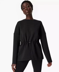 Sweaty Betty Grace Toggle Crewneck Sweatshirt Black Size Medium Polyamide - Picture 1 of 7
