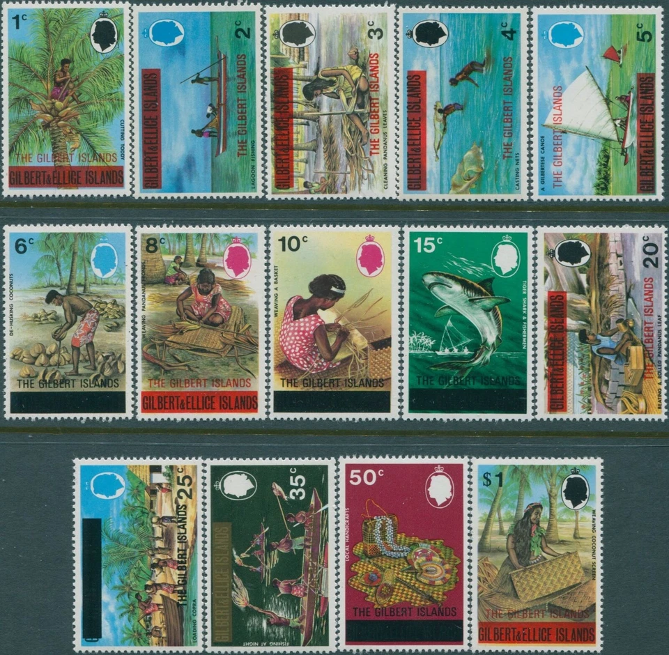 Gilbert Islands 1976 SG3-22 Definitives islanders ovpts conjunto básico de 14 MNH Foto 1 de 1