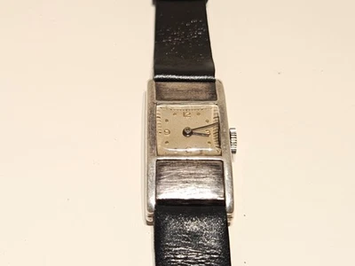 老式二战罕见纯银坦克 17.5 毫米男式女士瑞士手表"Marvin" 15J — 第 1/4 张图片