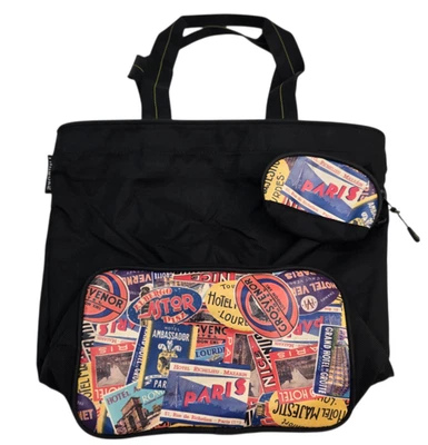 Timbuk2 Travel Beach Tote w/ Mini Pouch Black Zip Closure Carry Handle 16.5x14.5 - Image 1 of 4