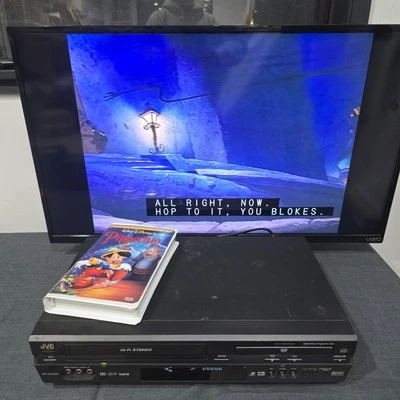 JVC DVD VCR Combo Player Unit Tested Working VHS Tapes Black Vintage No Remote - Image 1 of 4