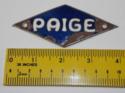 Rare 1916-1918 Paige Automobile Radiator Emblem Brass Car Hood Badge Logo USA Foto 1 de 4