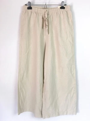 Pantalón Max Studio Mujer Grande Mezcla Lino Recortado Pierna Ancha NUEVO Foto 1 de 4
