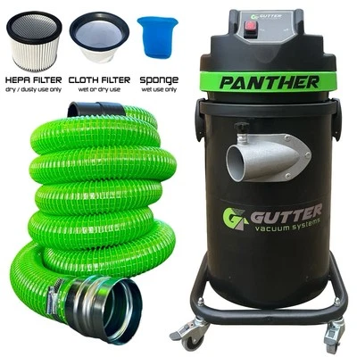 GUTTER VACUUM SYSTEMS Gutter Vacuum System Panther 1700w Motor with 5m 51mm Green Wire Reinforced Hose