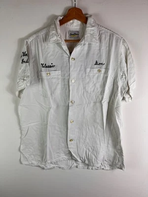 Vintage 60s Crown Prince Camp Collar Shirt Mens Large Chain Stitched White - Image 1 of 4