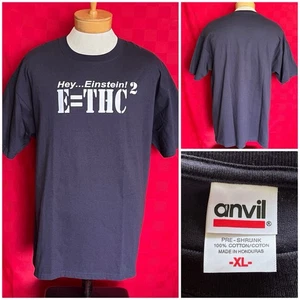 Camicia anni 90 VINTAGE NUOVA Hey Einstein E=THC² taglia XL incudine erba 420 - Foto 1 di 9