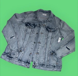 NWT Old Navy Distressed Denim Jacket Size XXL Tall Blue 2XL. - Picture 1 of 4