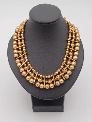 Accesorio Hermoso Collar Cadena Babero Detalle Cuentas En Capas Tono Dorado Foto 1 de 4