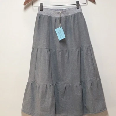 Skirt Flannel Girls M 8 100% Cotton Maxi Gray Ruffle Tier Mom and Pop's Kids - Image 1 of 4