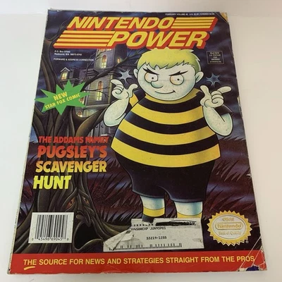 Nintendo Power Magazine Pugsley’s Adventure Vol. 45 February 1993 Poster, Cards Foto 1 de 4