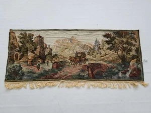 Vintage Dorfszene Wandbehang Wandteppich 163x66cm - Bild 1 von 12