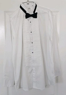 Camisa Esmoquin Adolfo Blanca Hombre Talla L 16-16 1/2 34/35 Con Pajarita Foto 1 de 4