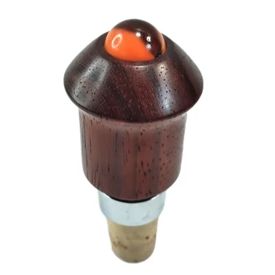 Деревянная пробка для винной бутылки ручной работы с оранжевым кошачьим глазом бокалом кабошоном сверху 4 дюйма - Изображение 1 из 4