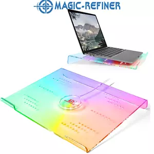 Acrylic Laptop Stand Clear Tablet Holder with 366 Kinds of RGB Backlight 17.3 In - Picture 1 of 7