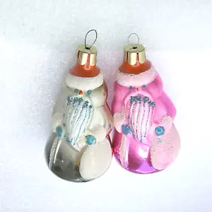 2 Antique Vintage Glass USSR Christmas Ornaments Xmas Tree Decorations Santa - Picture 1 of 4