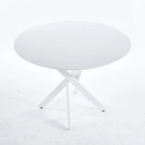 42.1"WHITE Table Mid-century Dining Table for 4-6 people With Round Mdf Table To - Picture 1 of 8