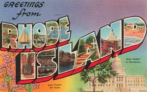 Grande lettera di auguri dal Rhode Island vintage PC non pubblicata - Foto 1 di 2