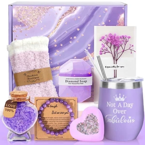 10 Pack Mother’s Day Gift Baskets – Holiday Gifts for Mom & Women, Purple Theme - Picture 1 of 11