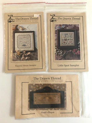 The Drawn Thread Cross Stitch Pattern Charms Lot 3 Peaceful House Sampler Spot - Image 1 of 4