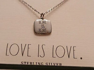 Rae Dunn Necklace "LOVE IS LOVE" Sterling Silver 925 in Gift Box AUTHENTIC NEW! - Picture 1 of 5