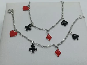 Pulsera Poker Suit Esmaltados Corazón Flor Cuadros Picas CM 14-17 Arti - Bild 1 von 2