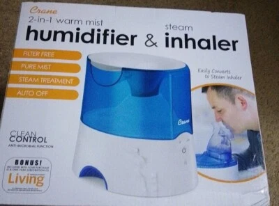 Crane Personal Steam Inhaler and Warm Mist Humidifier Blue and White - Image 1 of 4