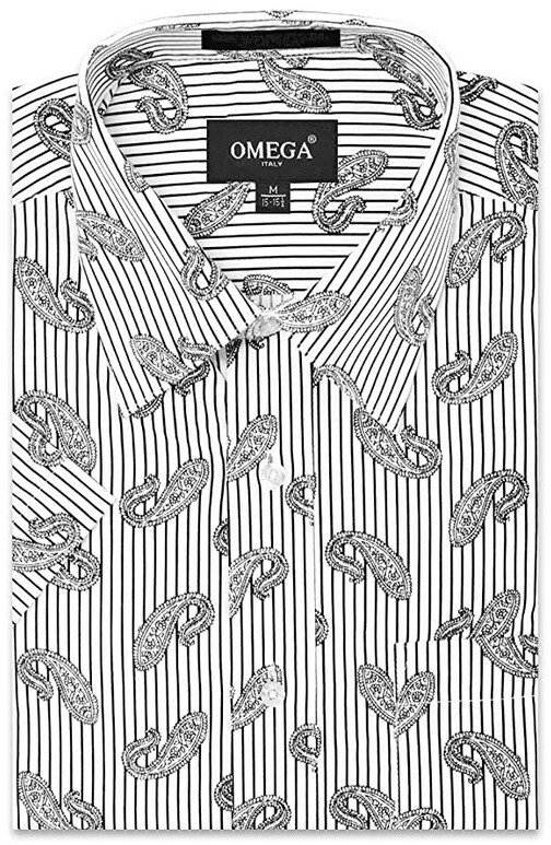 Camisa de vestir de manga corta color patrón cachemira ajuste regular para hombre (S~2XL), 4 colores Foto 1 de 1