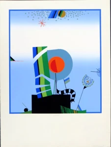 Ernst Wild Abstract Op Art stampa serigrafica firmata 31-1/2 x 23-1/2 - Foto 1 di 3