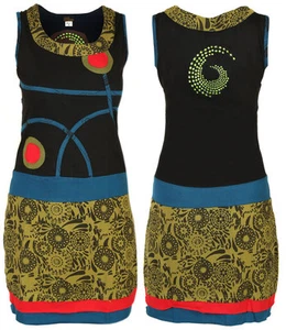 Hecho a Mano Algodón Hippie Natural Katmandú Vestido Boho Retro Vintage Espiral - Imagen 1 de 3
