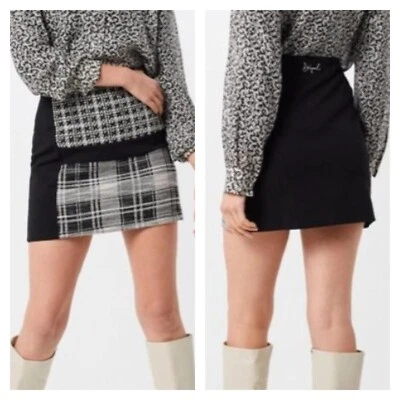 Minifalda para mujer Desigual Kape negra espiga a cuadros grabada - talla L - nueva con etiquetas Foto 1 de 4