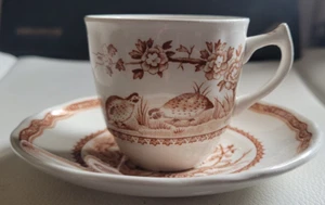 2 Stk. Furnivals Wachtel 1913 Teetasse und Untertasse 2 1/4 Zoll Tasse Bäume England - Bild 1 von 12