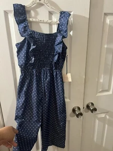 LOVE SQUARED Girl’s Polka Dot Sleeveless Jumpsuit Size 12 - Picture 1 of 3