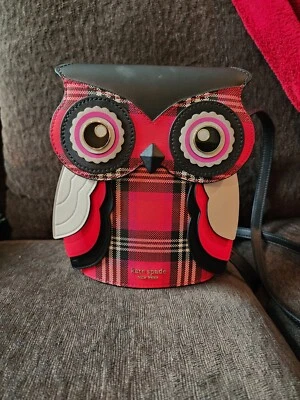 Bandolera a cuadros Kate Spade Blinx North South Phone Owl nueva sin etiquetas Foto 1 de 2