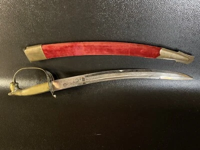 Vintage Sword Made in India Persian Red Velvet Sheath 20” Blade Antique Rare - Image 1 of 4