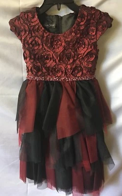 Vestido Isobella and Chloe Niñas Marrón Y Negro Manga Gorra Volantes Talla 4T-Nuevo Foto 1 de 4