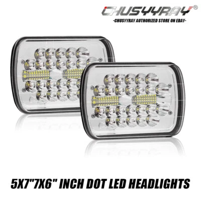 For Freightliner FL50 FL70 FL80 Trucks 7x6 5x7inch LED Headlight Hi-Lo Beam DRL Foto 1 de 4