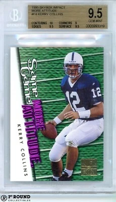 POP 1: Kerry Collins BGS 9.5: 1995 SkyBox Impact More Attitude Inserto de novato #F4 Foto 1 de 3