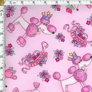 14"L x 45"W Pink Puddle Dog Princess Cotton Fabric Timeless Treasures C9965 - Picture 1 of 1