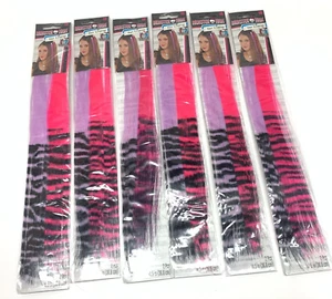 6 NEU Mädchen Monster High HOT PINK + LILA Haarverlängerungen HALBER LEOPARD Party - Bild 1 von 6