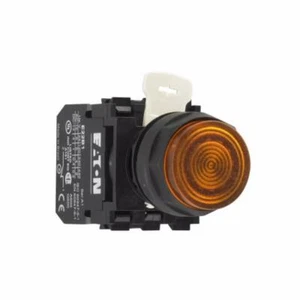 CUTLER-HAMMER 25MM AMBER ILLUMINATED PUSHBUTTON SWITCH E22TB9X27 - Picture 1 of 1