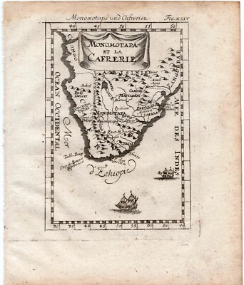 1719 Manesson Mallet Antique Map "Monomotapa et la Cafrerie" South Africa Foto 1 de 2
